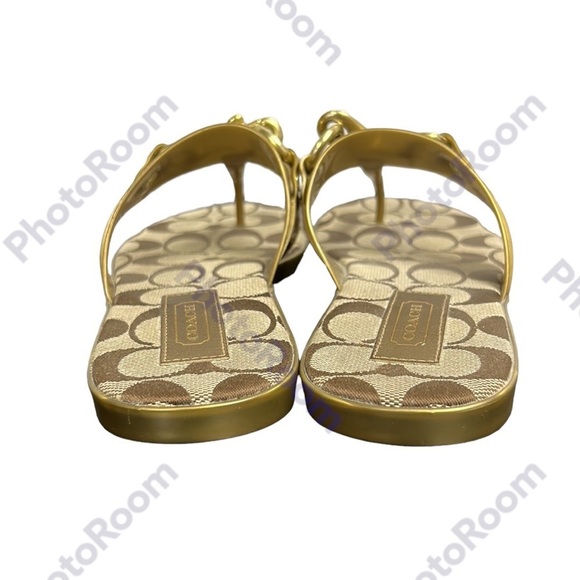 COACH | Rikki Metallic Sandal in Bronze Jelly Signature Gold Lobster Clasp‎ 6 - Picture 6 of 14